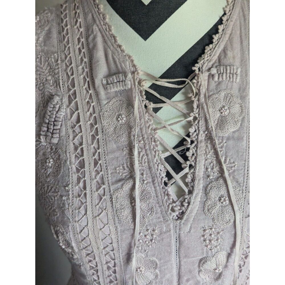 Anthropologie Moulinette Soeurs 0 Pink Lace Up Pleated Midi Dress - Picture 4 of 9